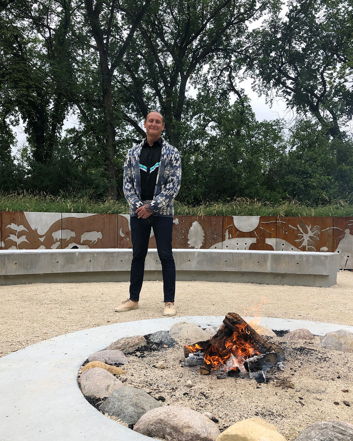 Cree Crowchild stands at the Fire Node