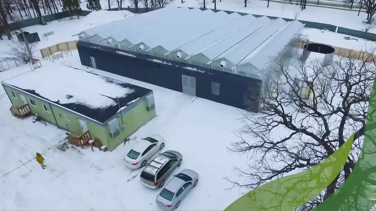 aerial photo of the greenhouse at Assiniboine Park
